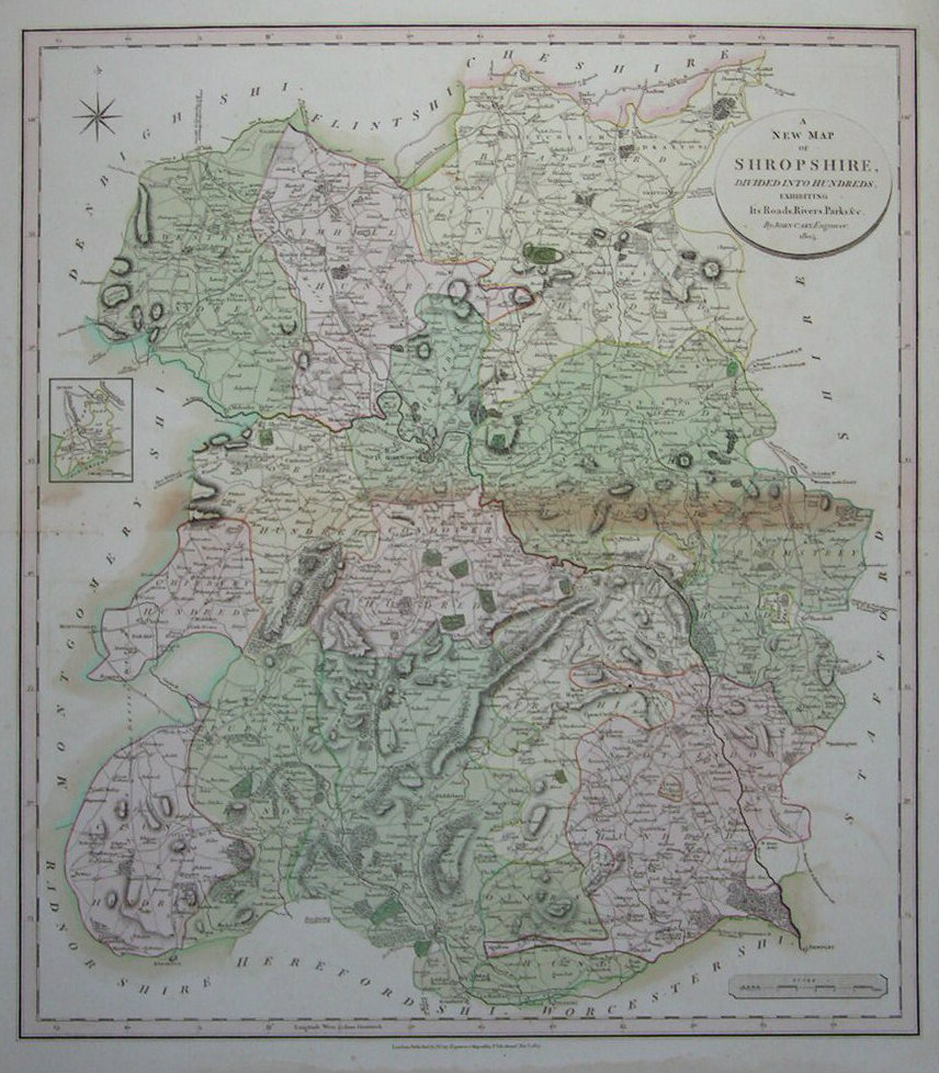 Map of Shropshire - Cary